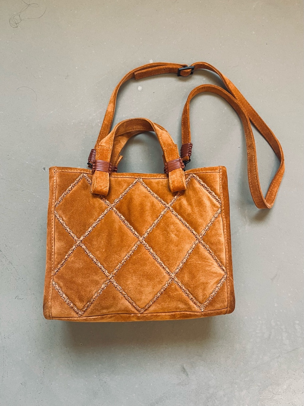 Callista Crafts Mini CrissCross Quilted Suede Tote Bag